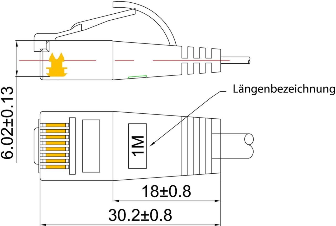 KAT6 Slimpatchkabel, U/UTP, flach, gelb