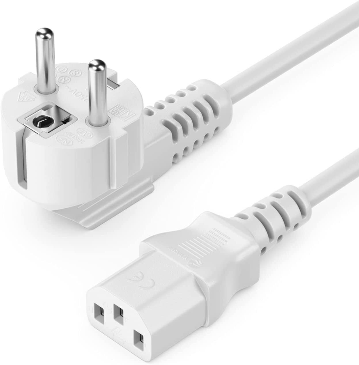 Kaltgerätekabel - Netzkabel - Stromkabel, Schukostecker gewinkelt, C13 Kupplung