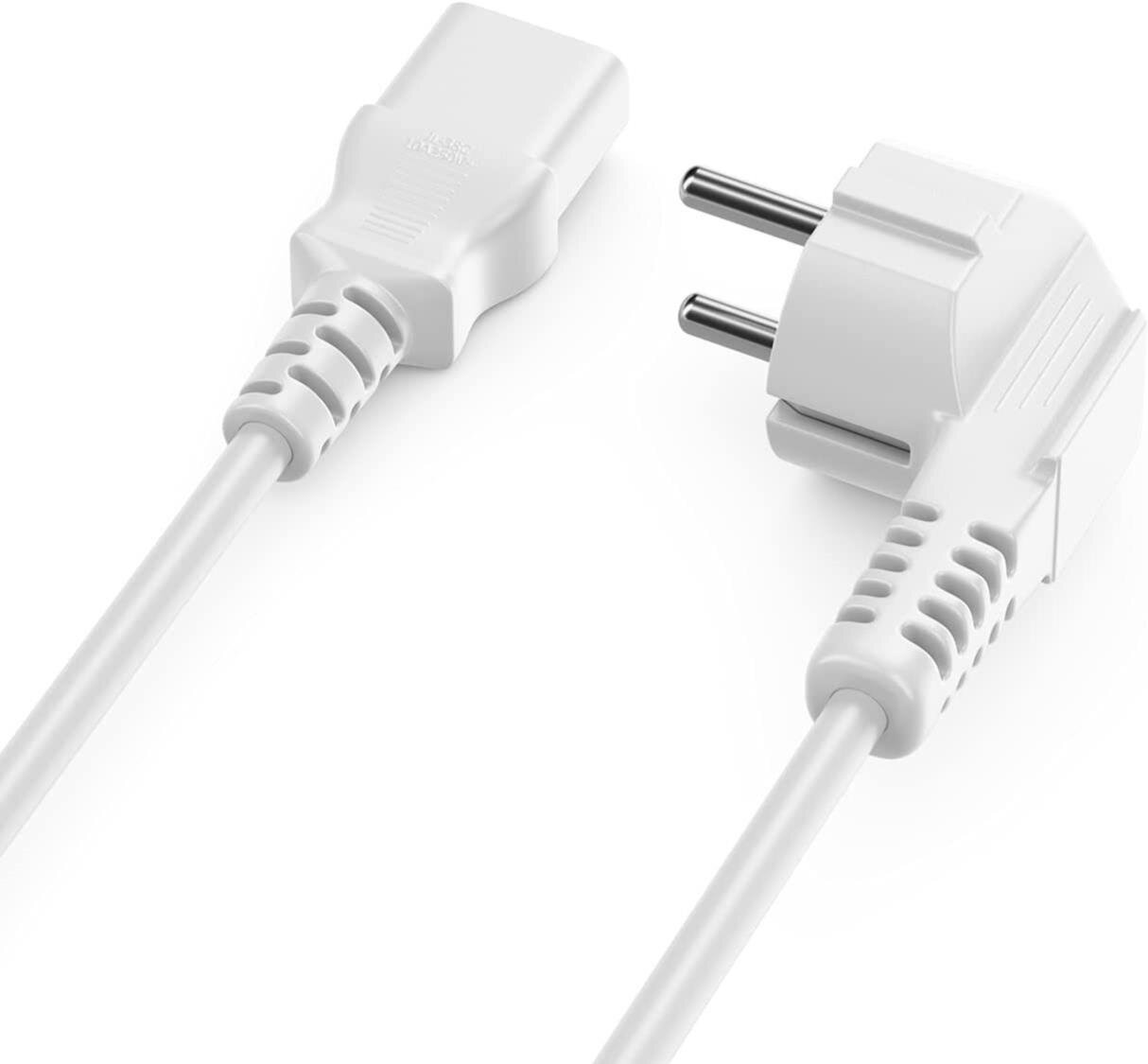 Kaltgerätekabel - Netzkabel - Stromkabel, Schukostecker gewinkelt, C13 Kupplung