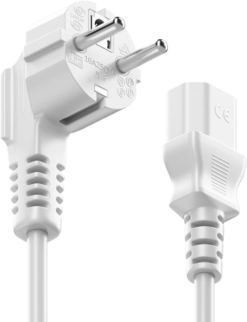 Kaltgerätekabel - Netzkabel - Stromkabel, Schukostecker gewinkelt, C13 Kupplung
