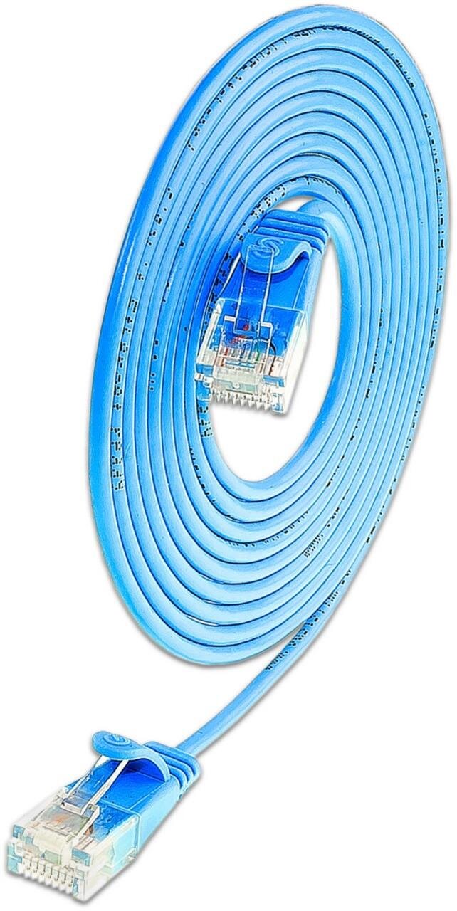 KAT6A 10 Gigabit Lightpatchkabel rund, U/UTP, Ø 3,6 mm, blau