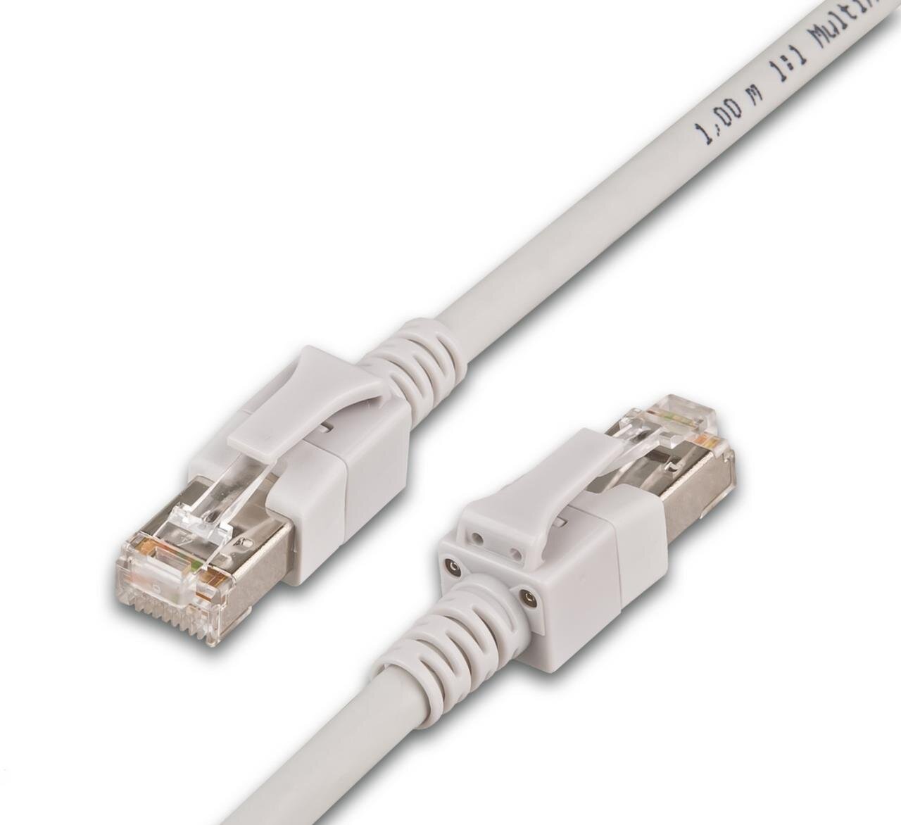 KAT6A LED Patchkabel, S/FTP, Lifetime Warranty, grau 