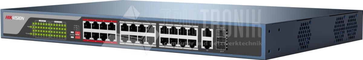 DS-3E0326P-E(B) - 24-Port 100 Mbps Long-Range PoE Switch, IEEE 802.3af/at, 370W