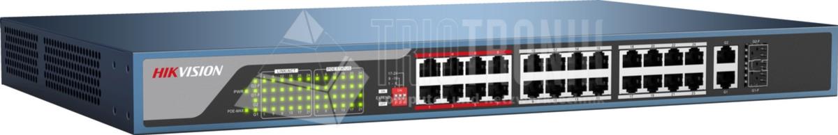 DS-3E0326P-E(B) - 24-Port 100 Mbps Long-Range PoE Switch, IEEE 802.3af/at, 370W