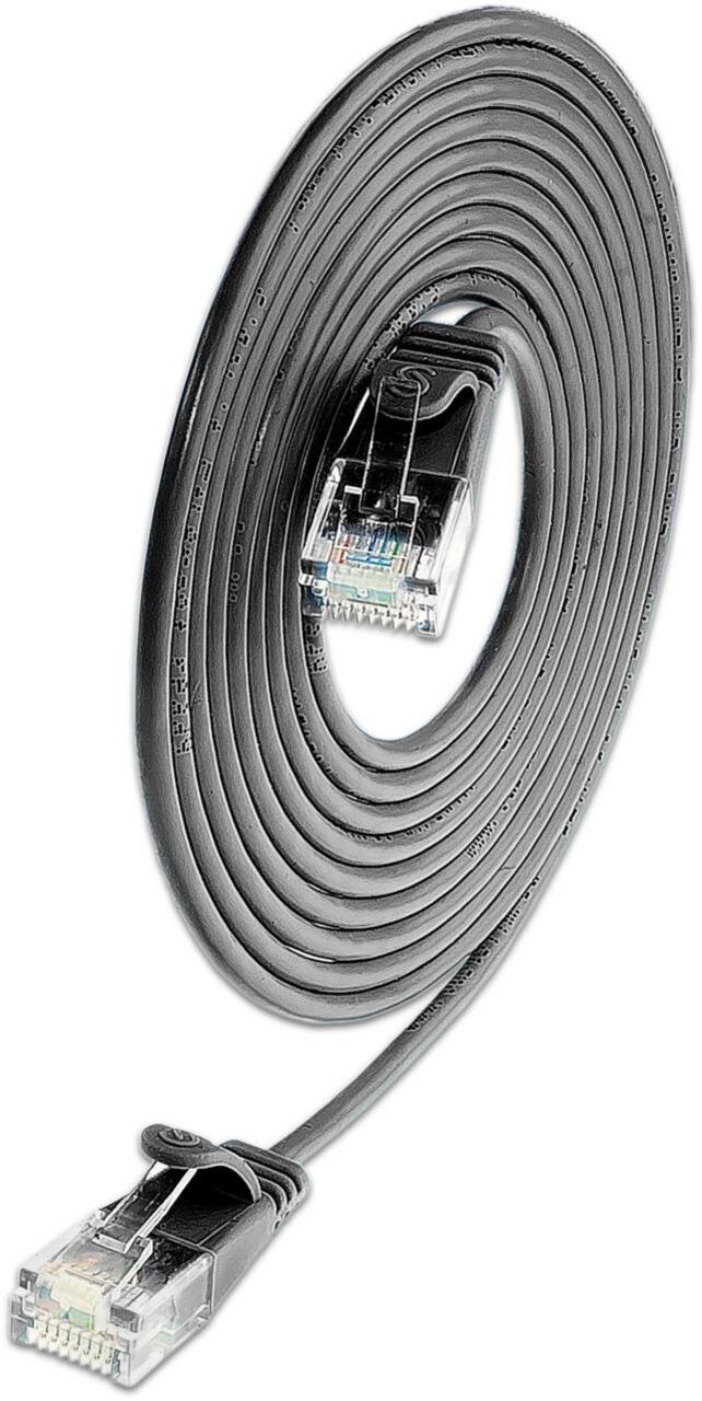 KAT6A 10 Gigabit Lightpatchkabel rund, U/UTP, Ø 3,6 mm, schwarz