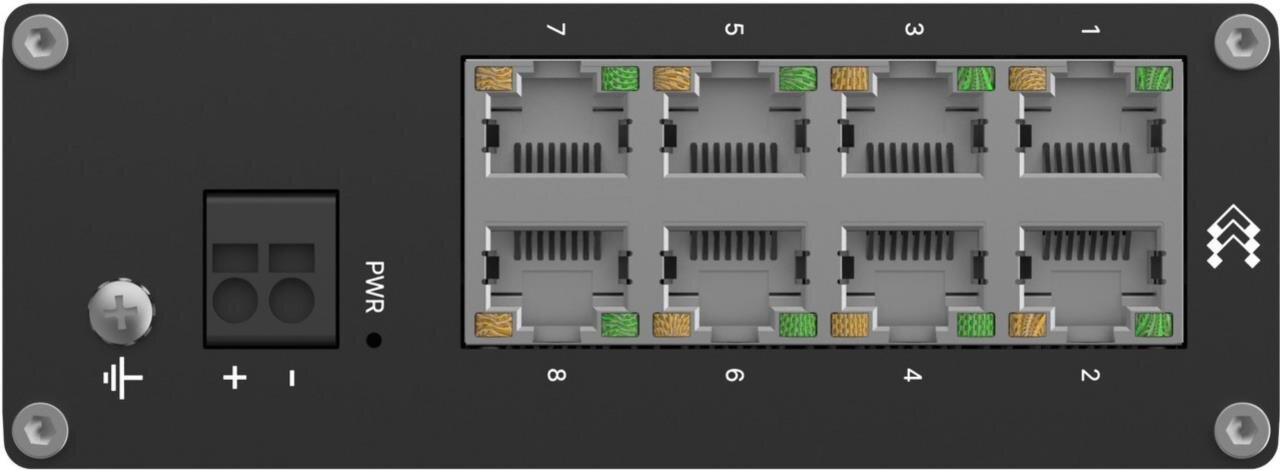 IP30 Industrie 8-Port 100 Mbit unmanaged Hutschienen-Switch, -40°C - +75°C