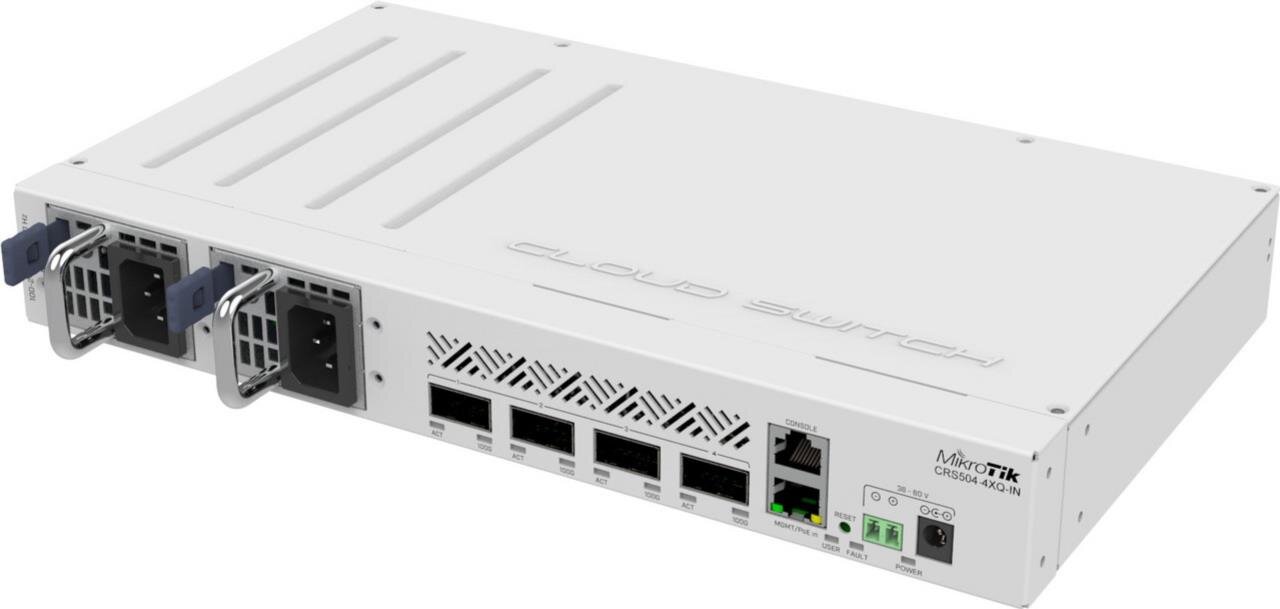 Cloud Router Switch, 4x 100GB QSFP28, PoE in, 2 redundante Netzteile