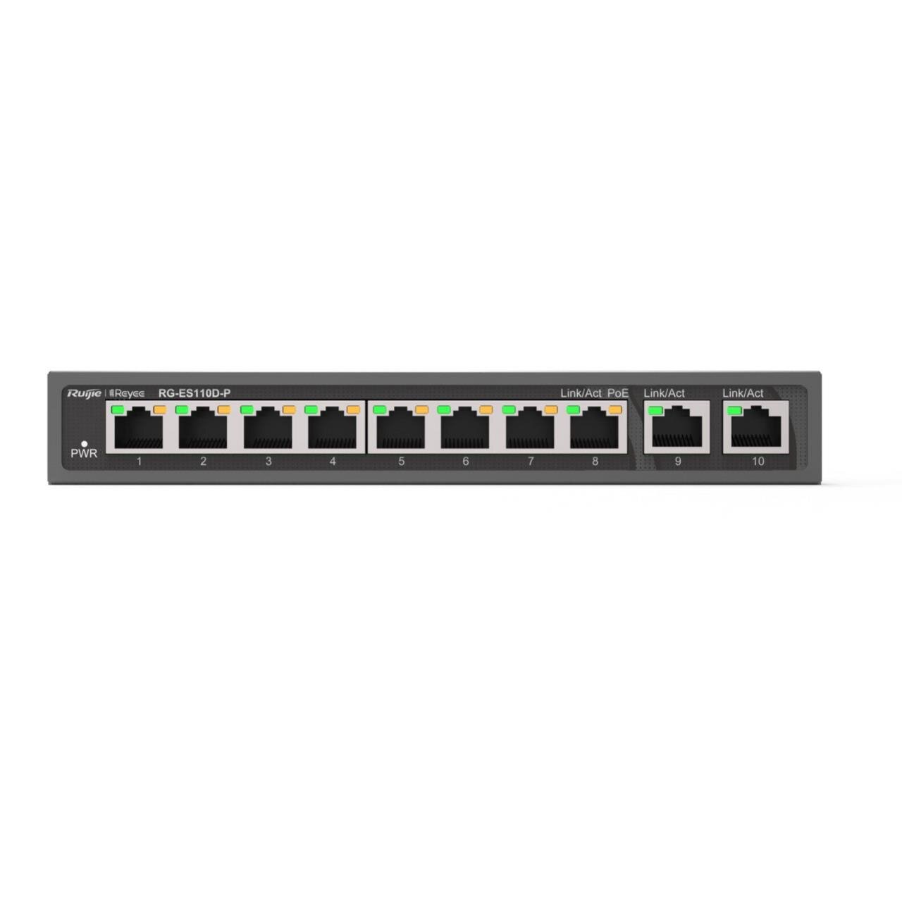 Reyee 8-Port 10/100Mbps, 2x 1Gbit unmanaged Desktop Switch, PoE, 110W