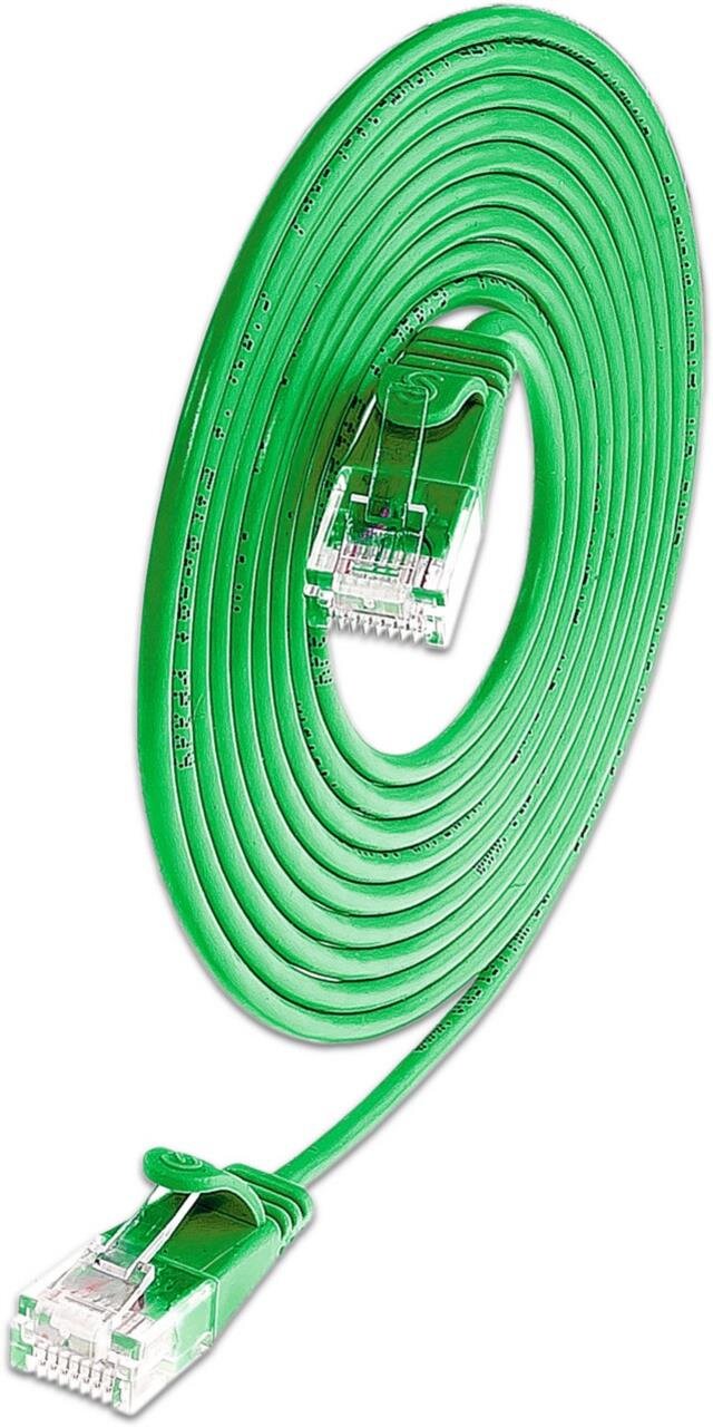 KAT6A 10 Gigabit Lightpatchkabel rund, U/UTP, Ø 3,6 mm, grün