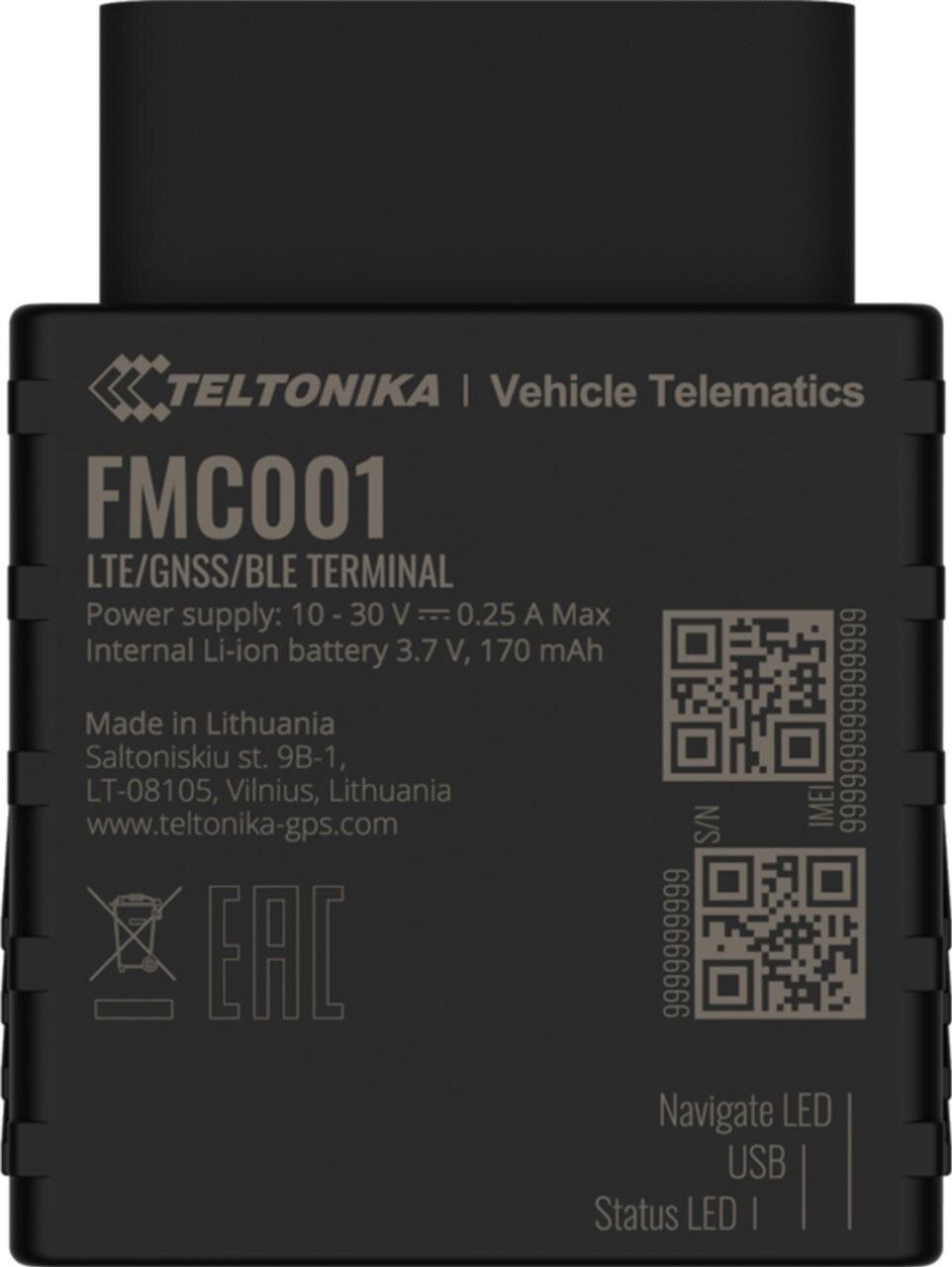 FMC001 LTE / GNSS / BLE Plug-and-Play-OBD-Tracker